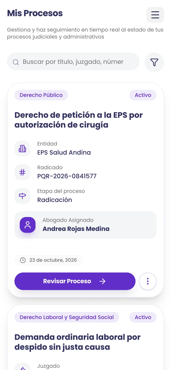 Seguimiento de procesos judiciales y administrativos